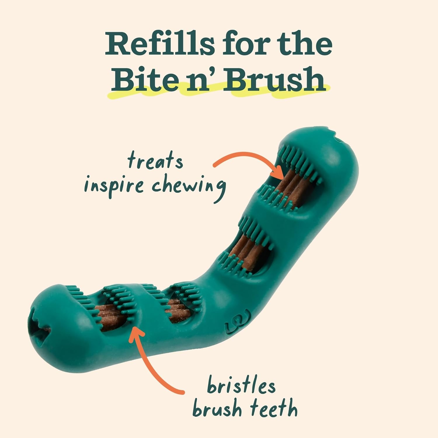 image:imageWOOF Bite n Brush Refills Treats for the Dog Toothbrush Toy Scrub Plaque and Tartar from Your Dogs Teeth and Mouth Dog Dental Sticks 18 Refills Chicken2 Pack Chicken