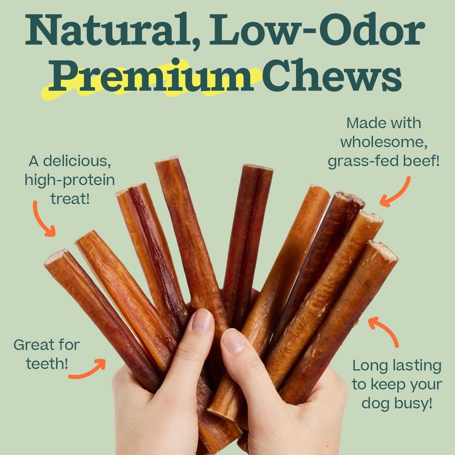 image:imageWOOF Bully Sticks Dog Treats Chew Sticks for Dogs LongLasting Dog Chew Treats Made with FreeRange GrassFed Beef 6 Sticks 5pk12 Inch Pack of 10