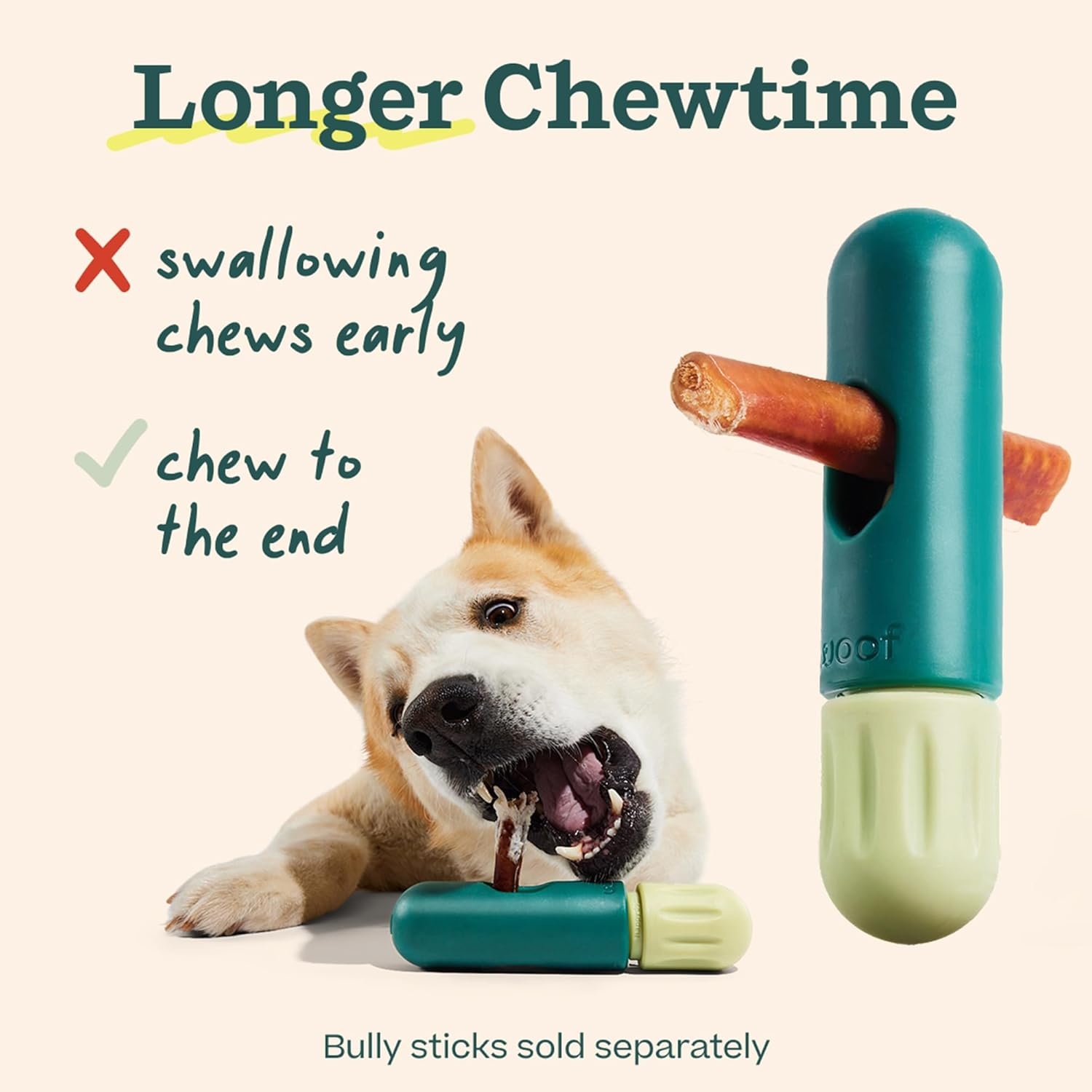 image:imageWOOF BullySafe Bully Stick Holder Durable Dog Chew Holder for Safe LongLasting Play Easy to Clean No More Swallowed Ends for Dogs 10 lbs