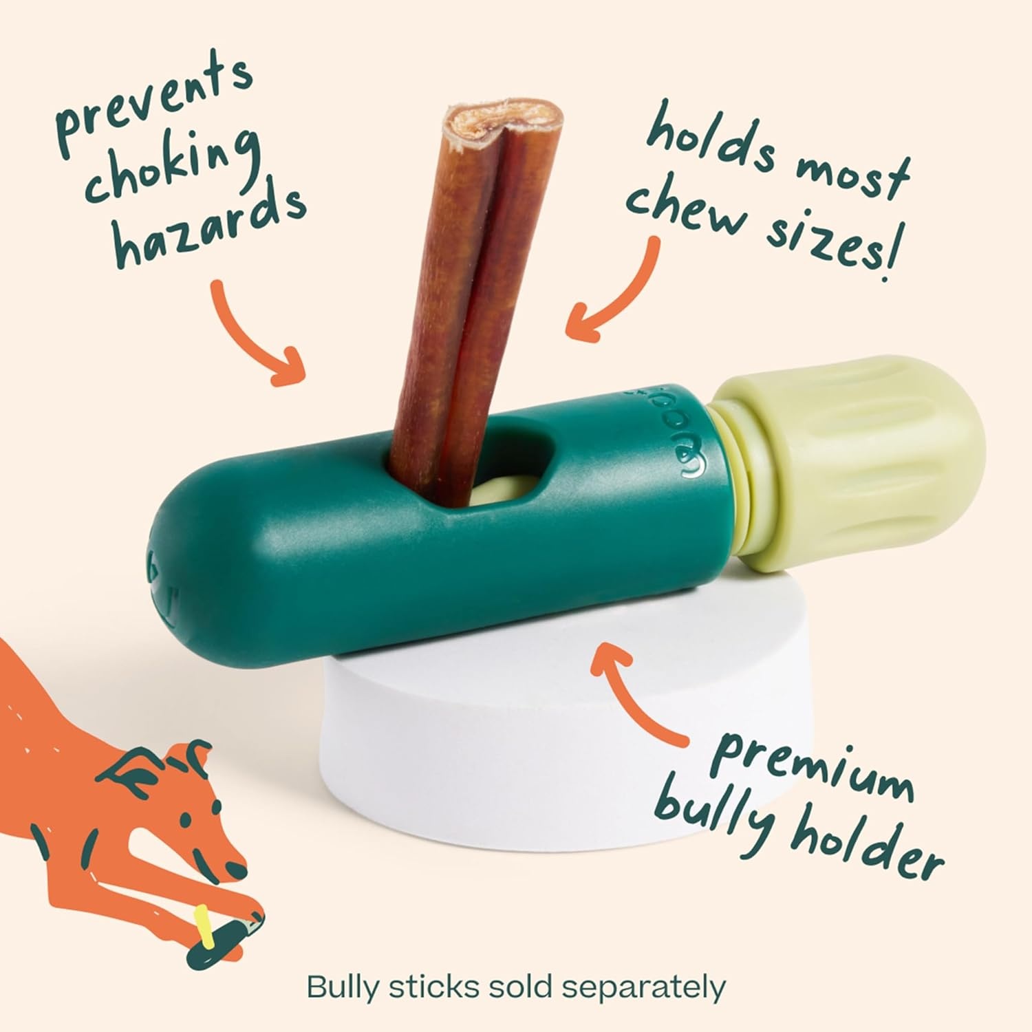 image:imageWOOF BullySafe Bully Stick Holder Durable Dog Chew Holder for Safe LongLasting Play Easy to Clean No More Swallowed Ends for Dogs 10 lbs