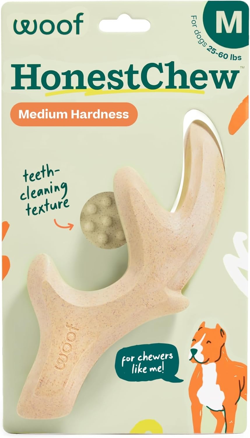 image:imageWOOF HonestChew Dog Toy Duo Durable Dog Chews Made with PlantBased Ingredients SplinterResistant Safer Than Dog Bones with HonestChew Antler and Infinity Gift for Dogs SmallAntler