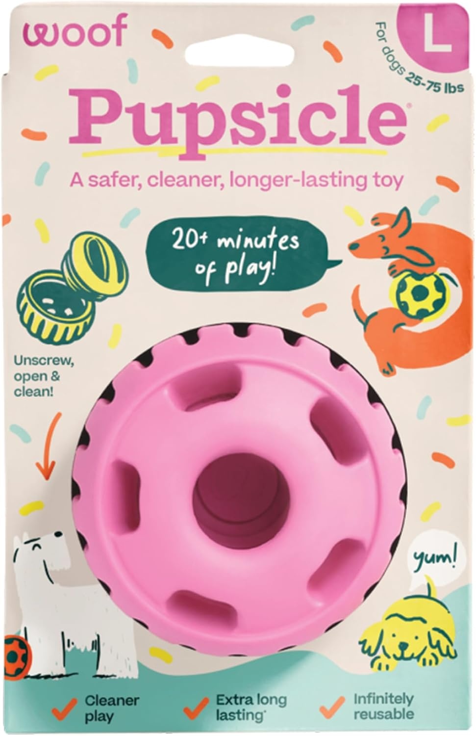 image:imageWOOF Pupsicle LongLasting Interactive Dog Ball Toy to Keep Your Pup Busy and Distracted Safe for Dogs LowMess Design Dog Toys for Small Dogs 1025 lbsPink