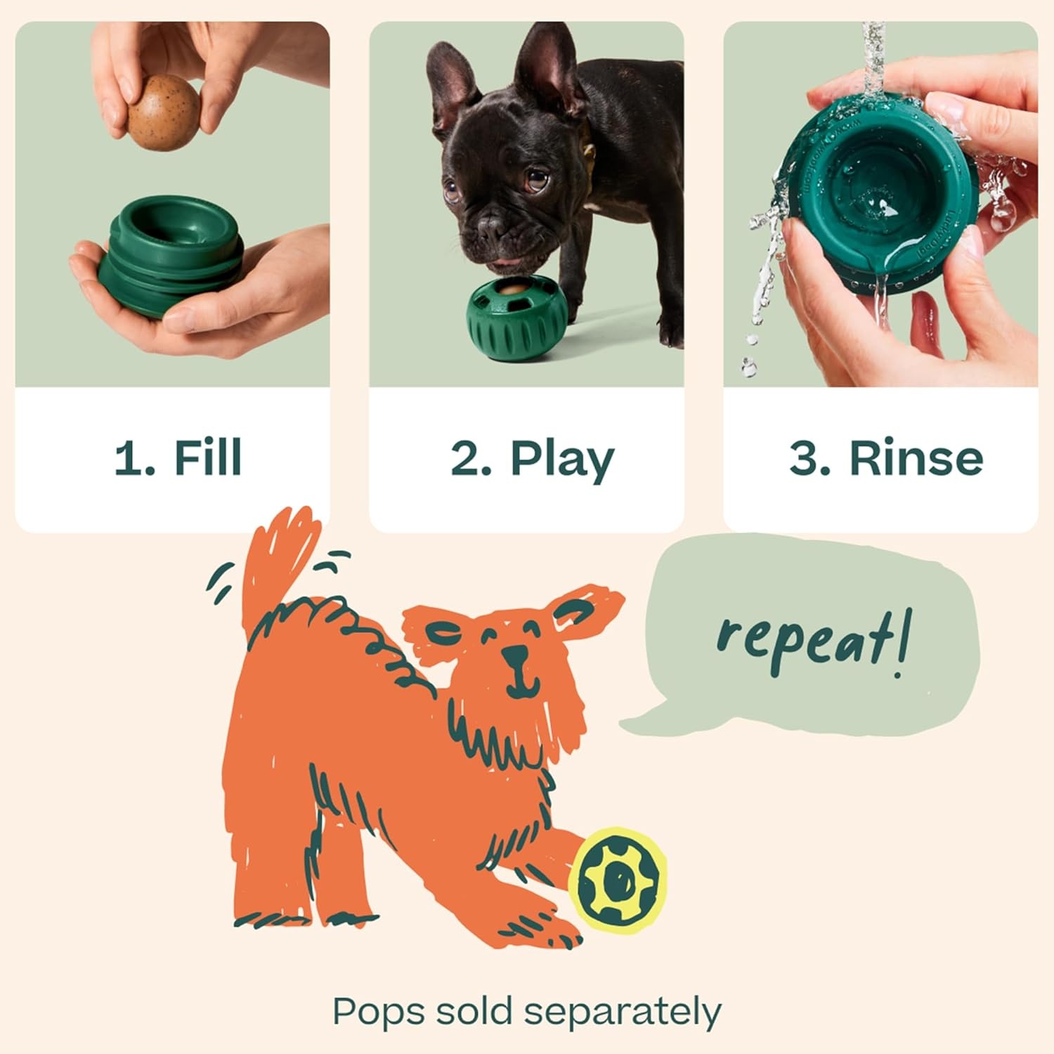 image:imageWOOF Pupsicle LongLasting Interactive Dog Ball Toy to Keep Your Pup Busy and Distracted Safe for Dogs LowMess Design Dog Toys for Small Dogs 1025 lbsGreen