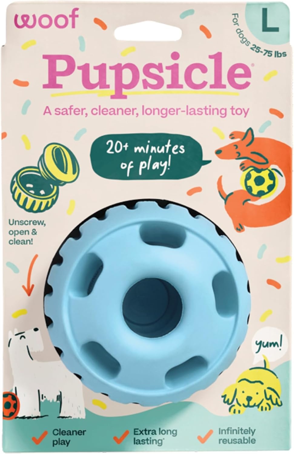 image:imageWOOF Pupsicle LongLasting Interactive Dog Ball Toy to Keep Your Pup Busy and Distracted Safe for Dogs LowMess Design Dog Toys for Small Dogs 1025 lbsBlue
