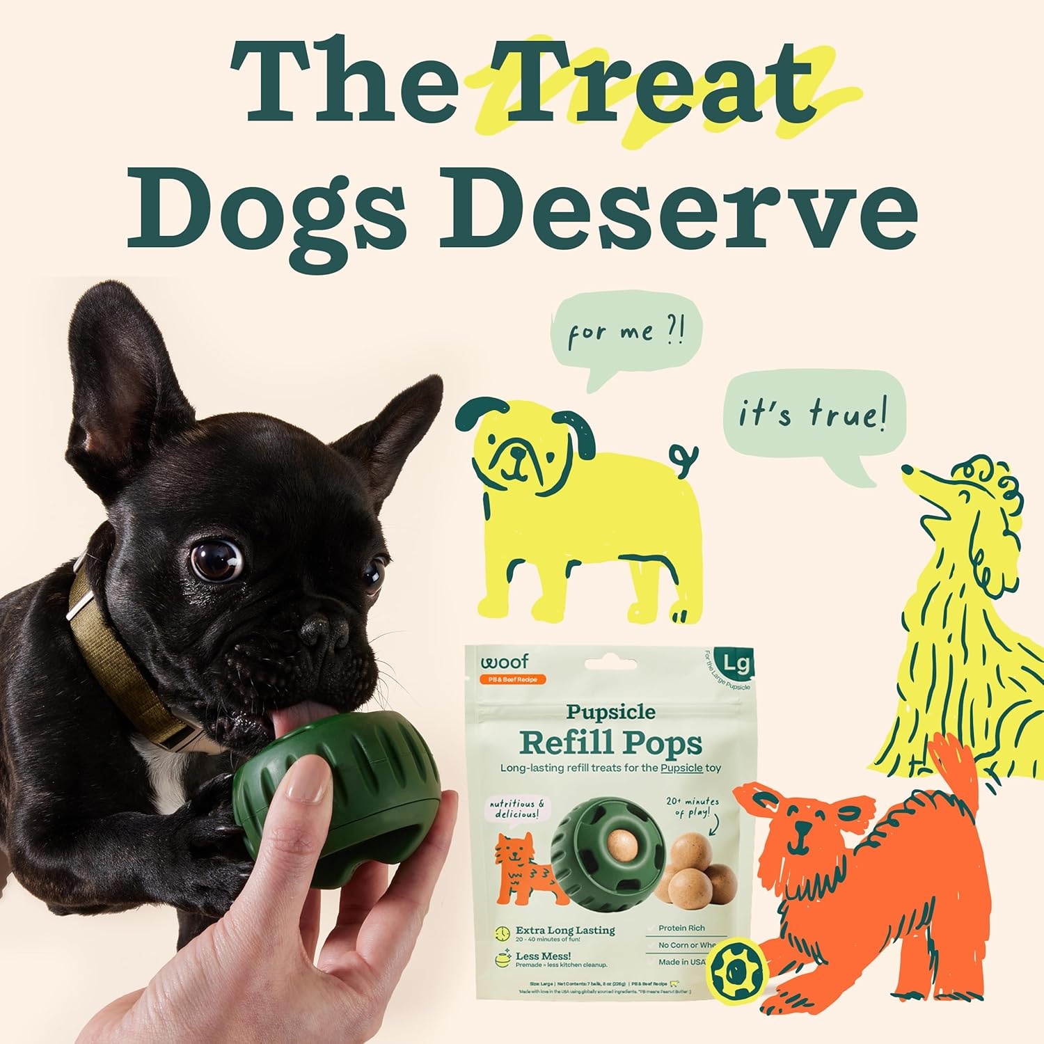 image:imageWOOF Pupsicle Birthday Pops Healthy Dog Treats PreMade Pupsicle Refills Wholesome Ingredients Naturally Sweet CakeFlavored Birthday Treat for Dogs LargeBeef