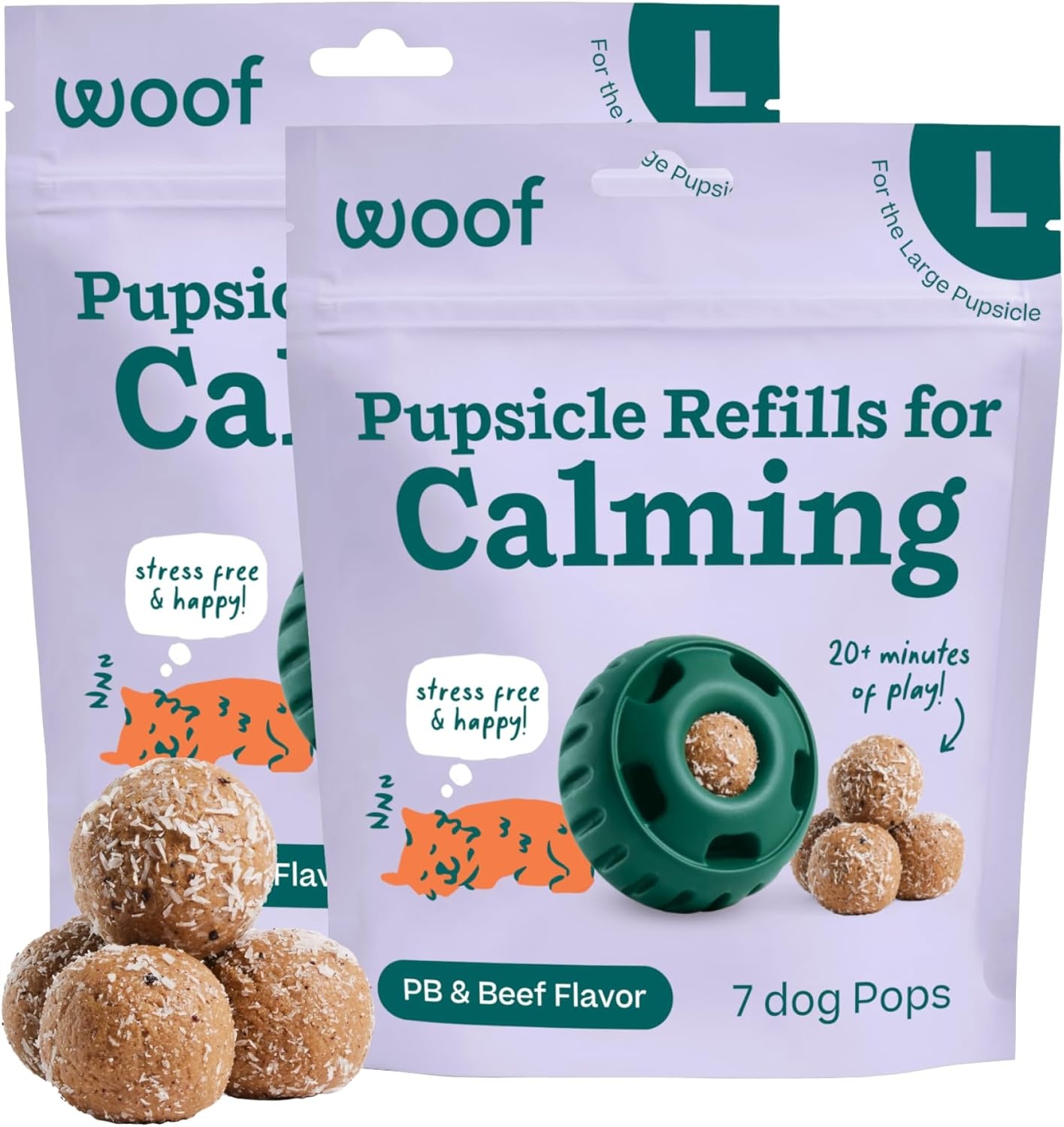 image:imageWOOF Pupsicle Refill Pops for Calming LongLasting Refills for the Pupsicle Toy to Promote Calm Calming Dog Treats Magnesium for Dogs Small Pops 10 CountLarge 14 Count