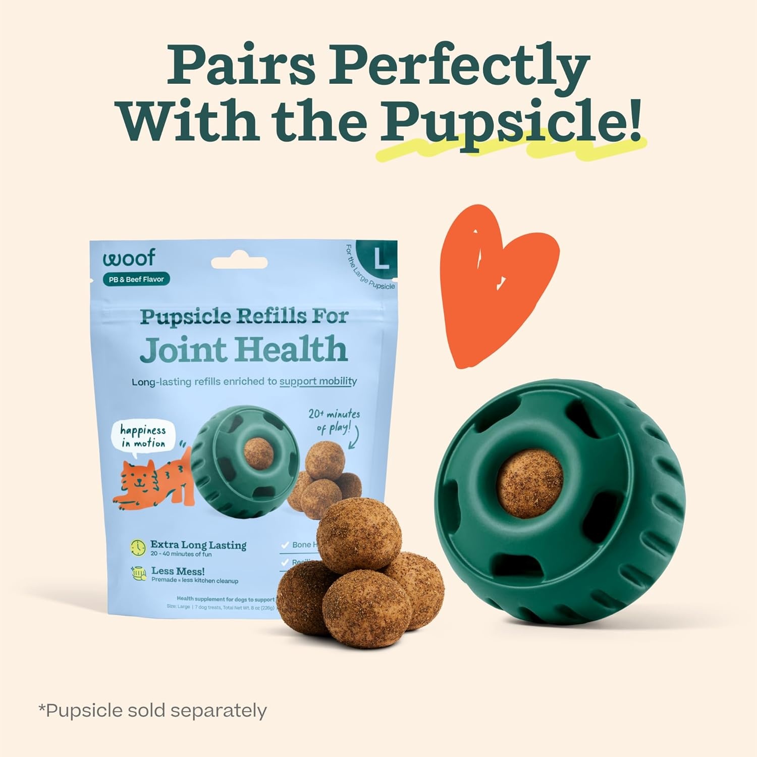 image:imageWOOF Pupsicle Refill Pops for Calming LongLasting Refills for the Pupsicle Toy to Promote Calm Calming Dog Treats Magnesium for Dogs Small Pops 10 CountXLarge 5 Count