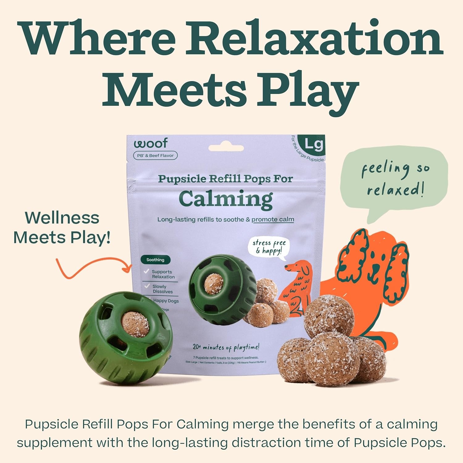 image:imageWOOF Pupsicle Refill Pops for Calming LongLasting Refills for the Pupsicle Toy to Promote Calm Calming Dog Treats Magnesium for Dogs Small Pops 10 CountLarge 7 Count