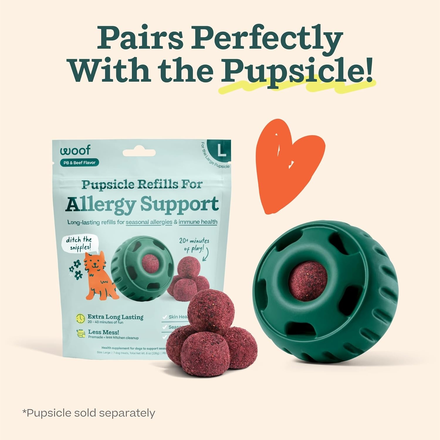 image:imageWOOF Pupsicle Refill Pops for Calming LongLasting Refills for the Pupsicle Toy to Promote Calm Calming Dog Treats Magnesium for Dogs Small Pops 10 CountSmall 10 Count