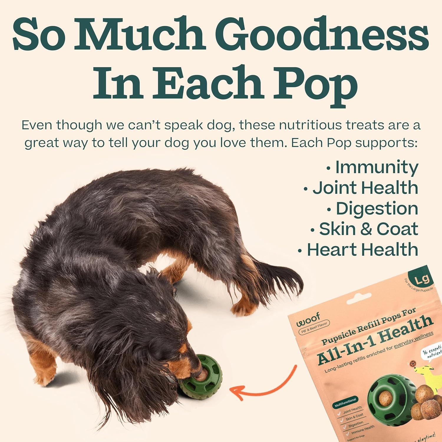 image:imageWOOF Pupsicle Refill Pops for Calming LongLasting Refills for the Pupsicle Toy to Promote Calm Calming Dog Treats Magnesium for Dogs Small Pops 10 CountLarge 7 Count