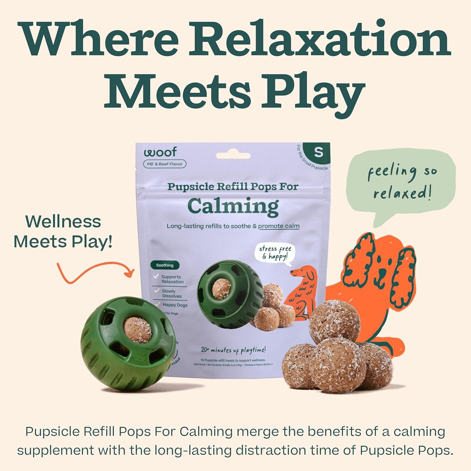 image:imageWOOF Pupsicle Refill Pops for Calming LongLasting Refills for the Pupsicle Toy to Promote Calm Calming Dog Treats Magnesium for Dogs Small Pops 10 CountSmall 10 Count