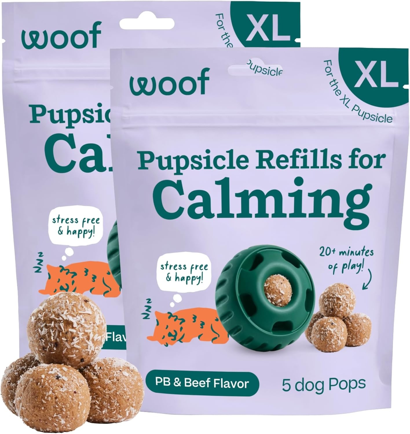 image:imageWOOF Pupsicle Refill Pops for Calming LongLasting Refills for the Pupsicle Toy to Promote Calm Calming Dog Treats Magnesium for Dogs Small Pops 10 CountXLarge 10 Count