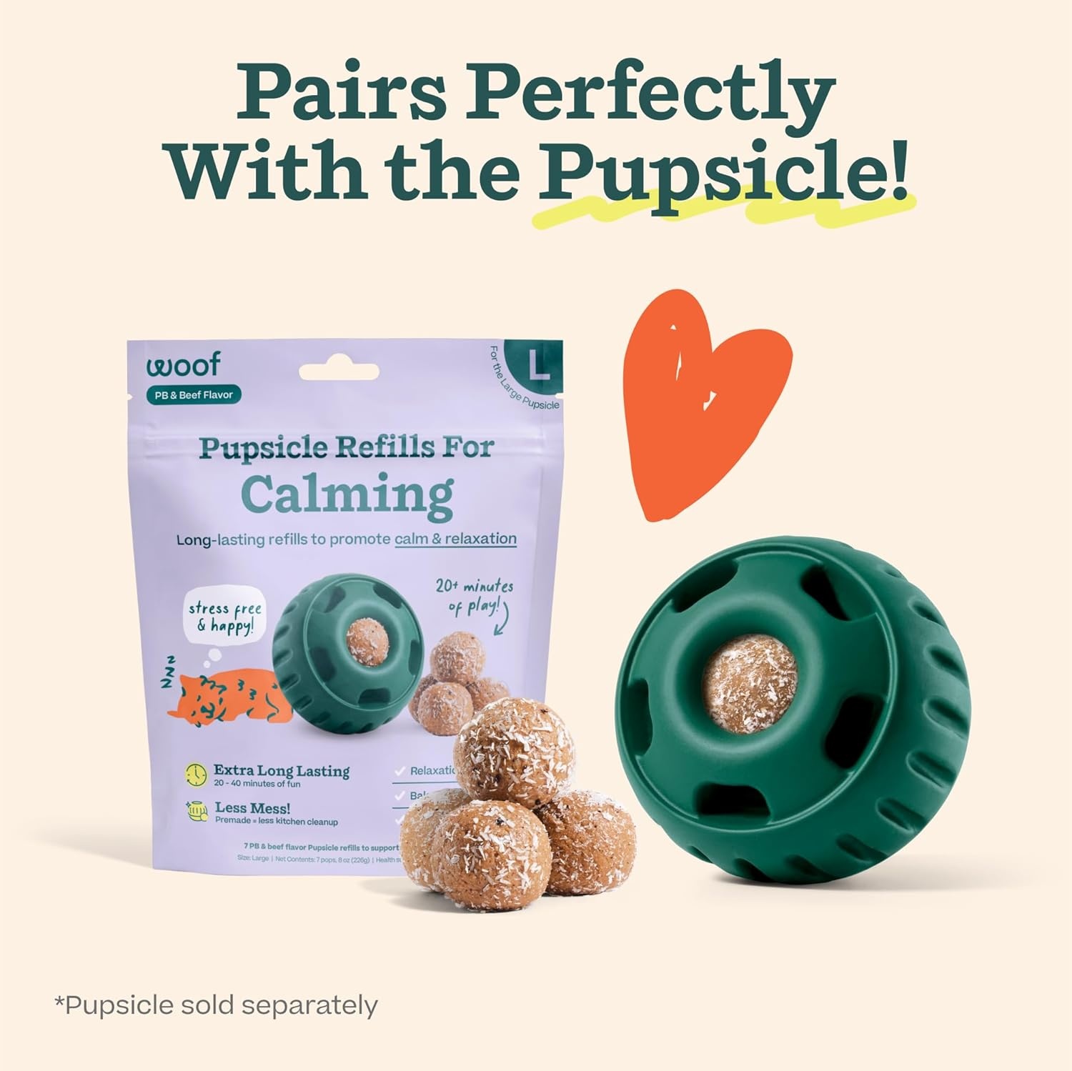 image:imageWOOF Pupsicle Refill Pops for Calming LongLasting Refills for the Pupsicle Toy to Promote Calm Calming Dog Treats Magnesium for Dogs Small Pops 10 CountXLarge 10 Count