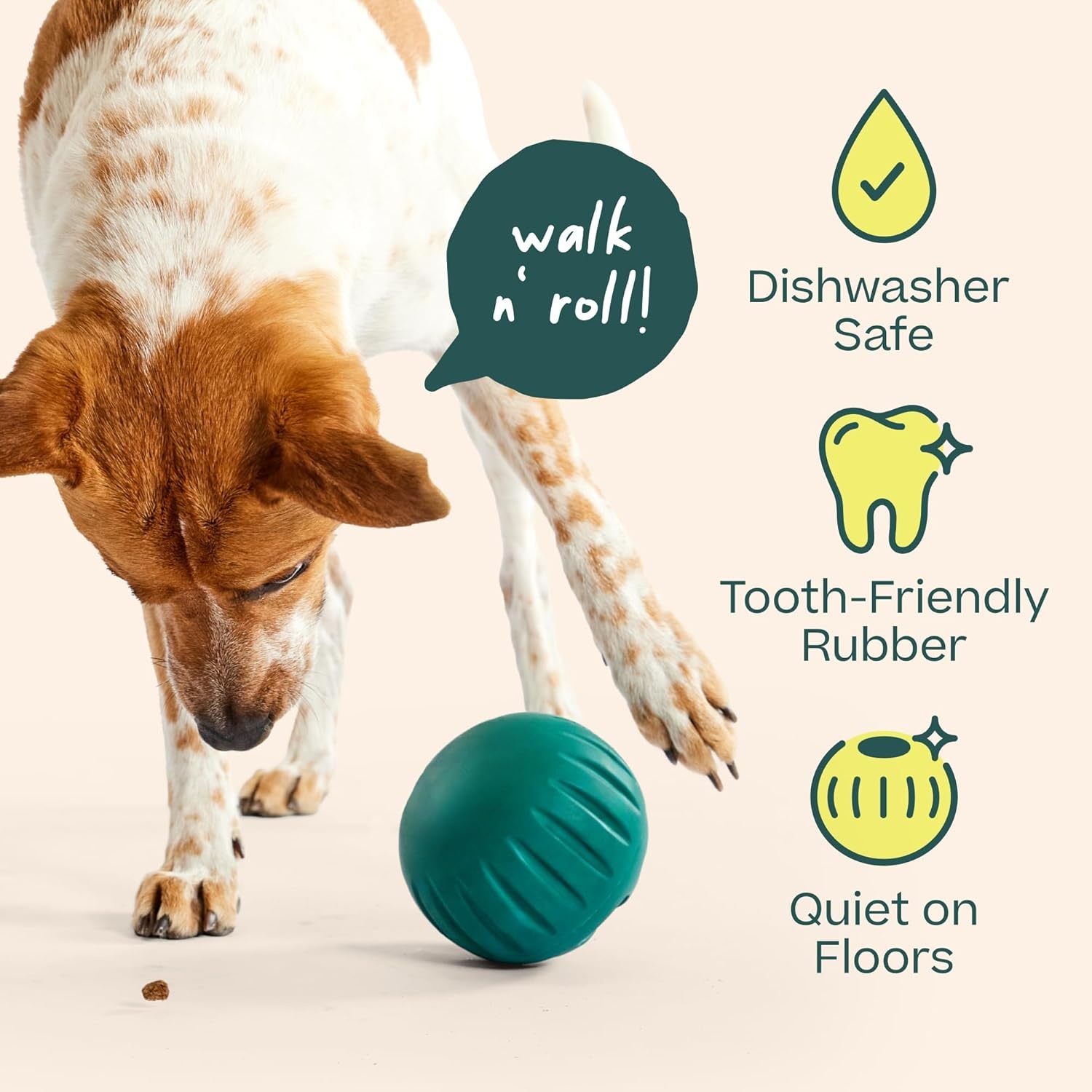 image:imageWOOF Walkabout Enrichment Dog Toys Puzzle and Treat Dispenser Adjustable Difficulty for Kibble and Treats Durable Rubber Easy to Clean SmallLarge Green