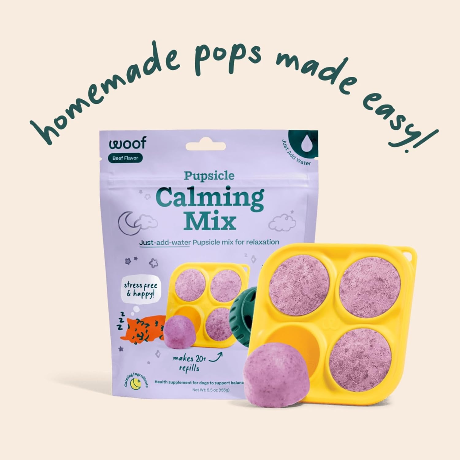 image:imageWoof Doggy Dental Pupsicle Mix Dog Teeth Cleaning Powder for the Pupsicle Long Lasting Postbiotic Dental Enzyme Mix to Support Oral Health for DogsCalming Support
