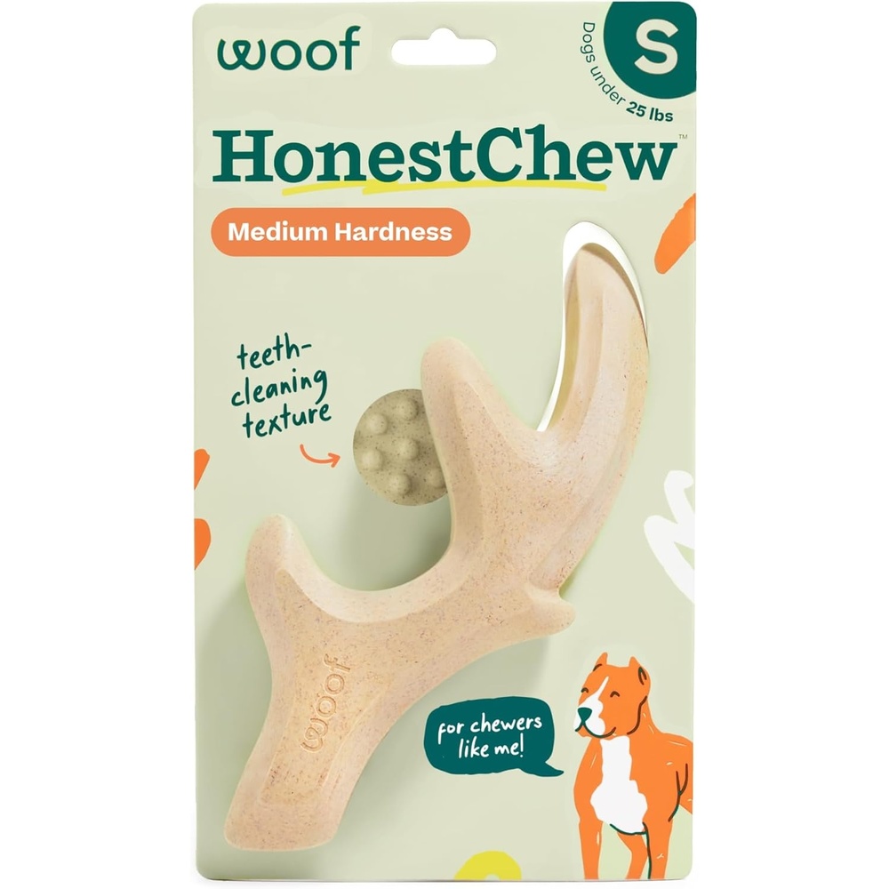 image:imageWOOF HonestChew Dog Toy Duo Durable Dog Chews Made with PlantBased Ingredients SplinterResistant Safer Than Dog Bones with HonestChew Antler and Infinity Gift for Dogs SmallAntler