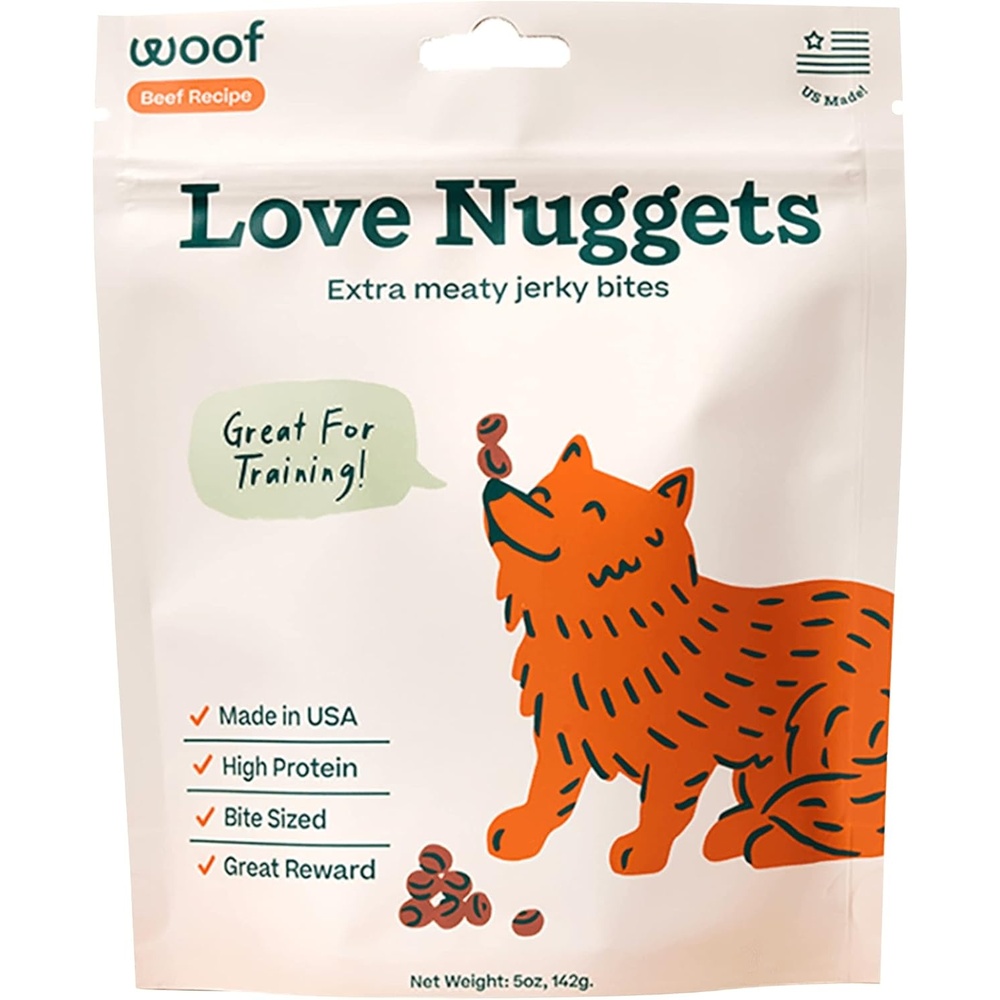 image:imageWOOF Love Nuggets Made in the USA Dog Treats for Training Jerky for Dogs BiteSized Beef Training Treats