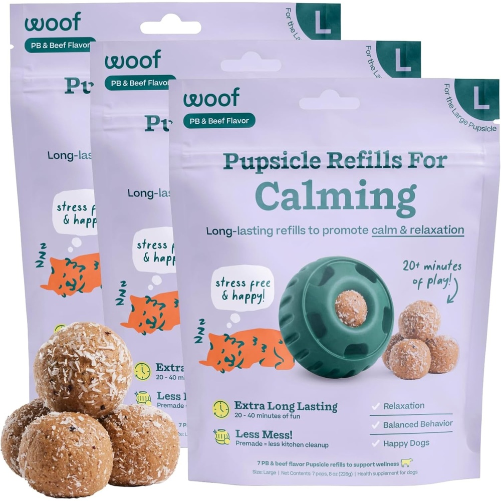 image:imageWOOF Pupsicle Refill Pops for Calming LongLasting Refills for the Pupsicle Toy to Promote Calm Calming Dog Treats Magnesium for Dogs Small Pops 10 CountLarge 21 Count