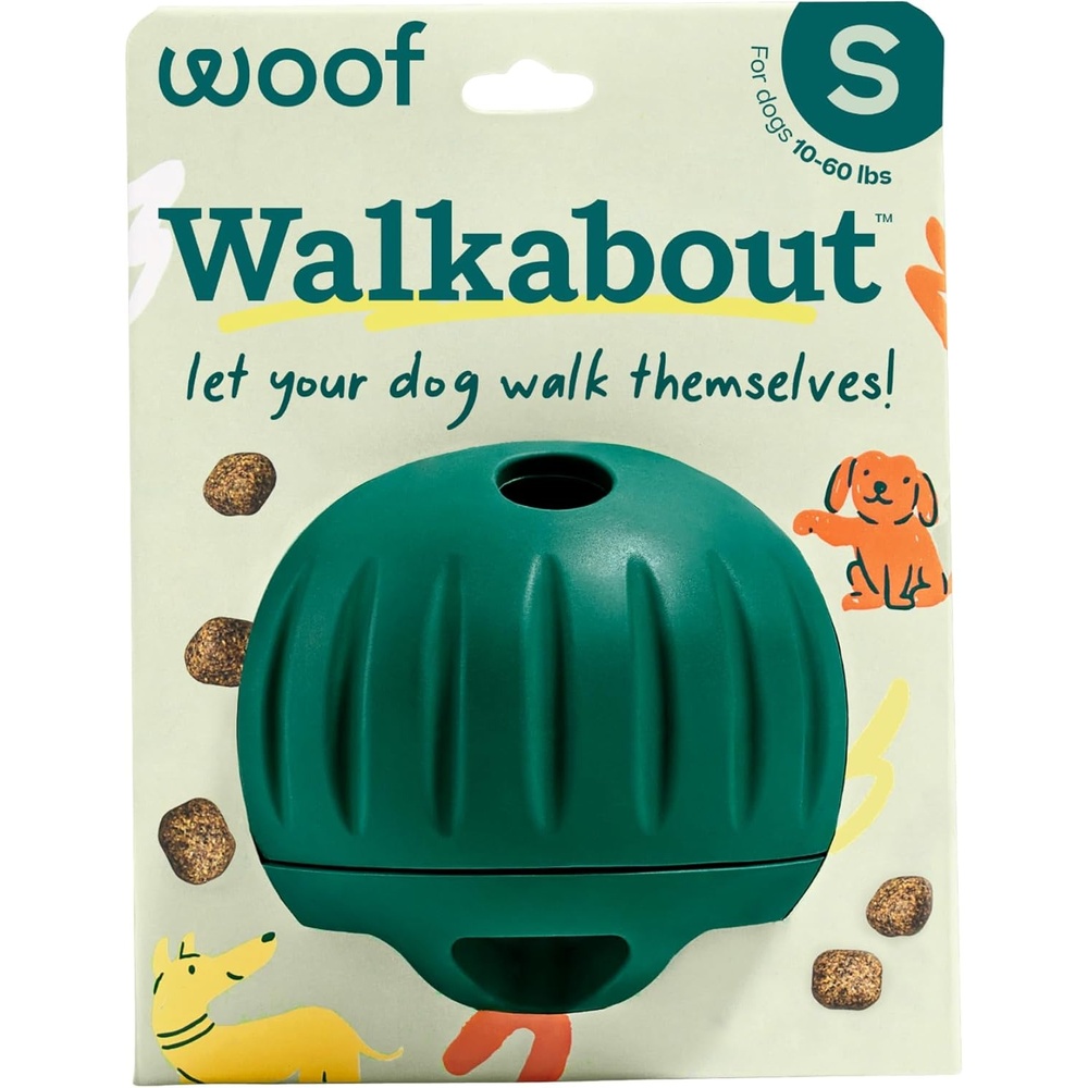 image:imageWOOF Walkabout Enrichment Dog Toys Puzzle and Treat Dispenser Adjustable Difficulty for Kibble and Treats Durable Rubber Easy to Clean SmallSmall Green