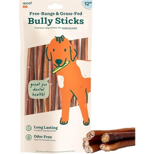 image:imageWOOF Bully Sticks Dog Treats  Chew Sticks for Dogs  LongLasting Dog Chew Treats  Made with FreeRange GrassFed Beef  6 Sticks  5pk12 Inch Pack of 10