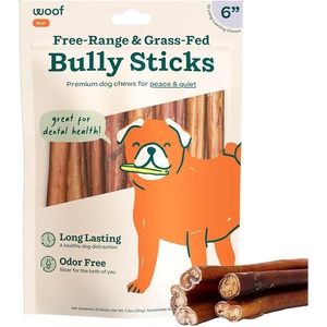 image:imageWOOF Bully Sticks Dog Treats  Chew Sticks for Dogs  LongLasting Dog Chew Treats  Made with FreeRange GrassFed Beef  6 Sticks  5pk6 Inch Pack of 10
