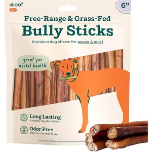 image:imageWOOF Bully Sticks Dog Treats  Chew Sticks for Dogs  LongLasting Dog Chew Treats  Made with FreeRange GrassFed Beef  6 Sticks  5pk6 Inch Pack of 25