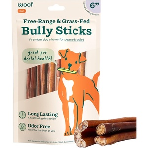 image:imageWOOF Bully Sticks Dog Treats  Chew Sticks for Dogs  LongLasting Dog Chew Treats  Made with FreeRange GrassFed Beef  6 Sticks  5pk6 Inch Pack of 5