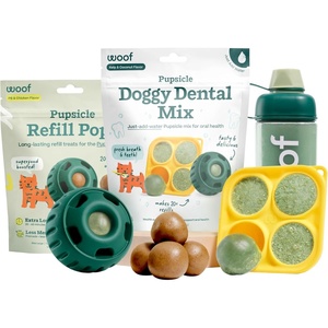 image:imageWOOF Dental Kit Includes Pupsicle Dog Toy Treat Tray Shaker Bottle Chicken Pupsicle Pops and Dog Teeth Cleaning Powder  Supports Oral Health for Dogs  XLXLarge