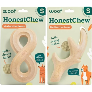 image:imageWOOF HonestChew Dog Toy Duo  Durable Dog Chews  Made with PlantBased Ingredients  SplinterResistant  Safer Than Dog Bones  with HonestChew Antler and Infinity  Gift for Dogs  SmallDuo Pack