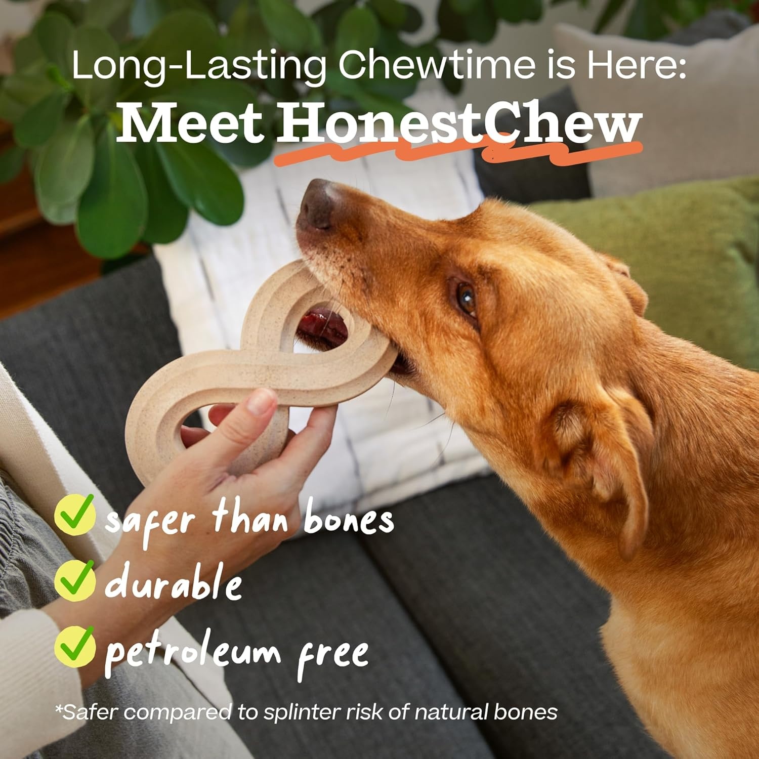 image:imageWOOF HonestChew Dog Toy Infinity Durable Dog Chews Made with Natural PlantBased Ingredients SplinterResistant Safer Than Dog Bones SmallSmall