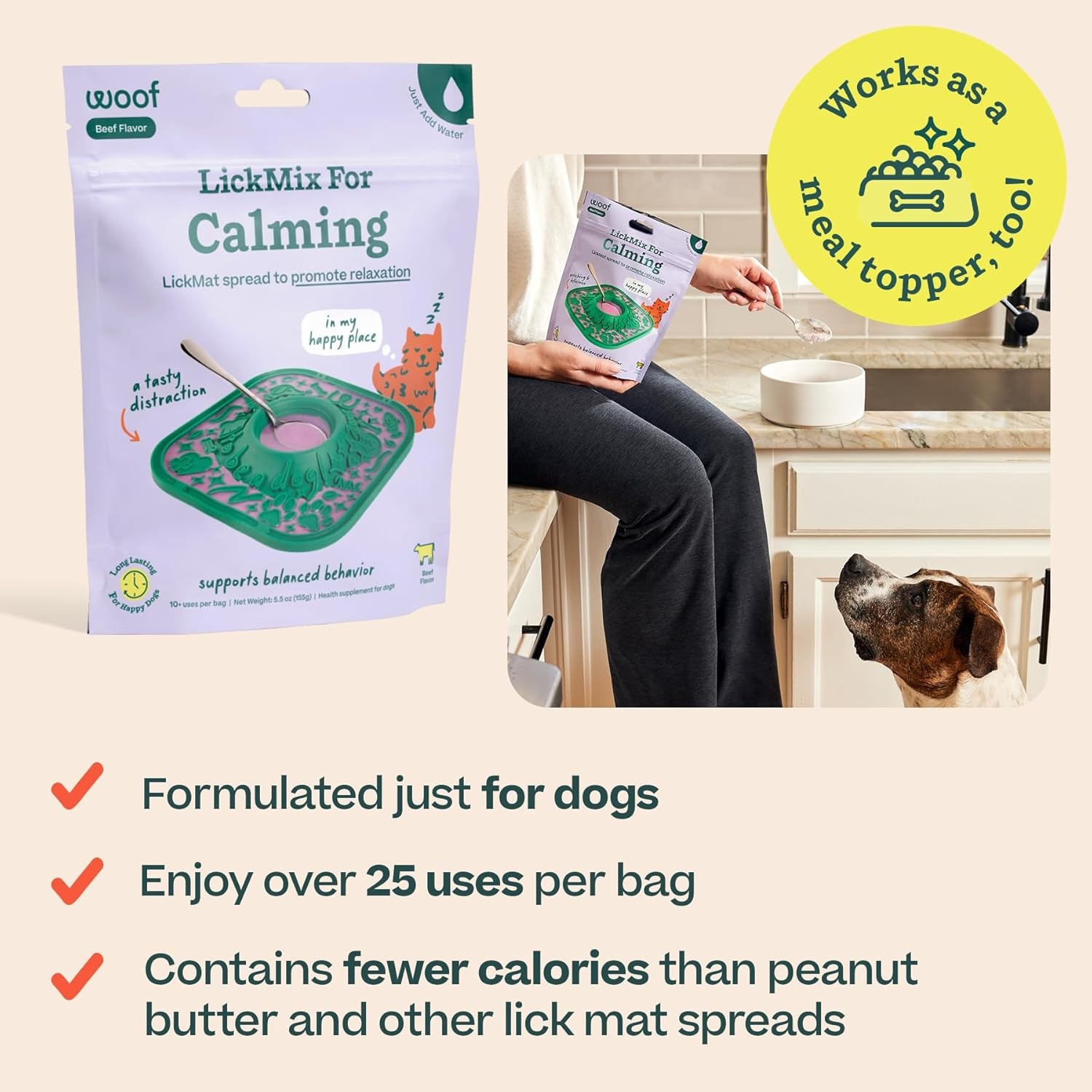 image:imageWOOF LickMixes Dog Lick Mat Spread and Meal Topper Delicious and Lower Calorie Made with Wholesome Ingredients Perfect for Dog Enrichment Bacon amp CheeseCalming Lick Mix