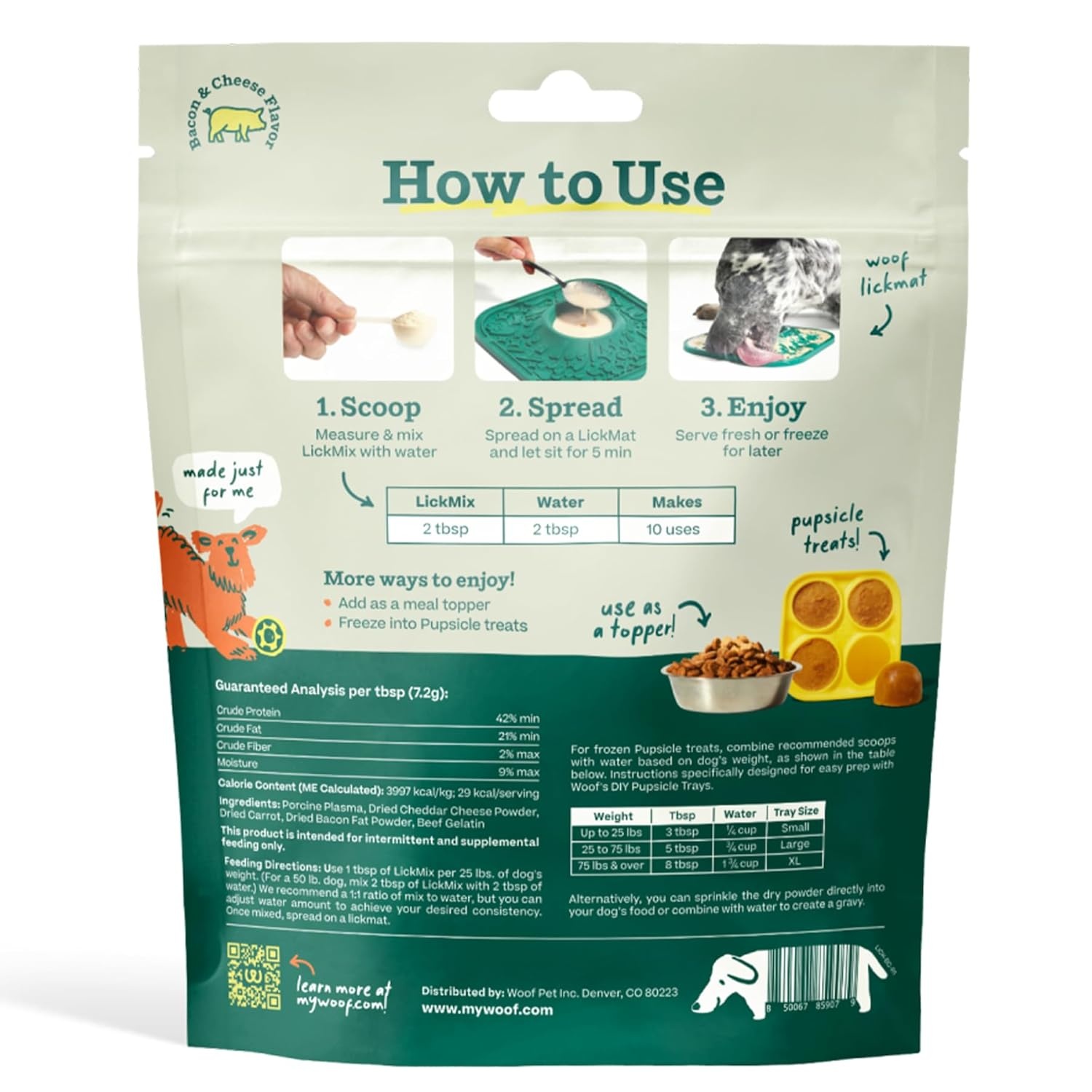 image:imageWOOF LickMixes Dog Lick Mat Spread and Meal Topper Delicious and Lower Calorie Made with Wholesome Ingredients Perfect for Dog Enrichment Bacon amp CheeseBacon Cheese Lickmix