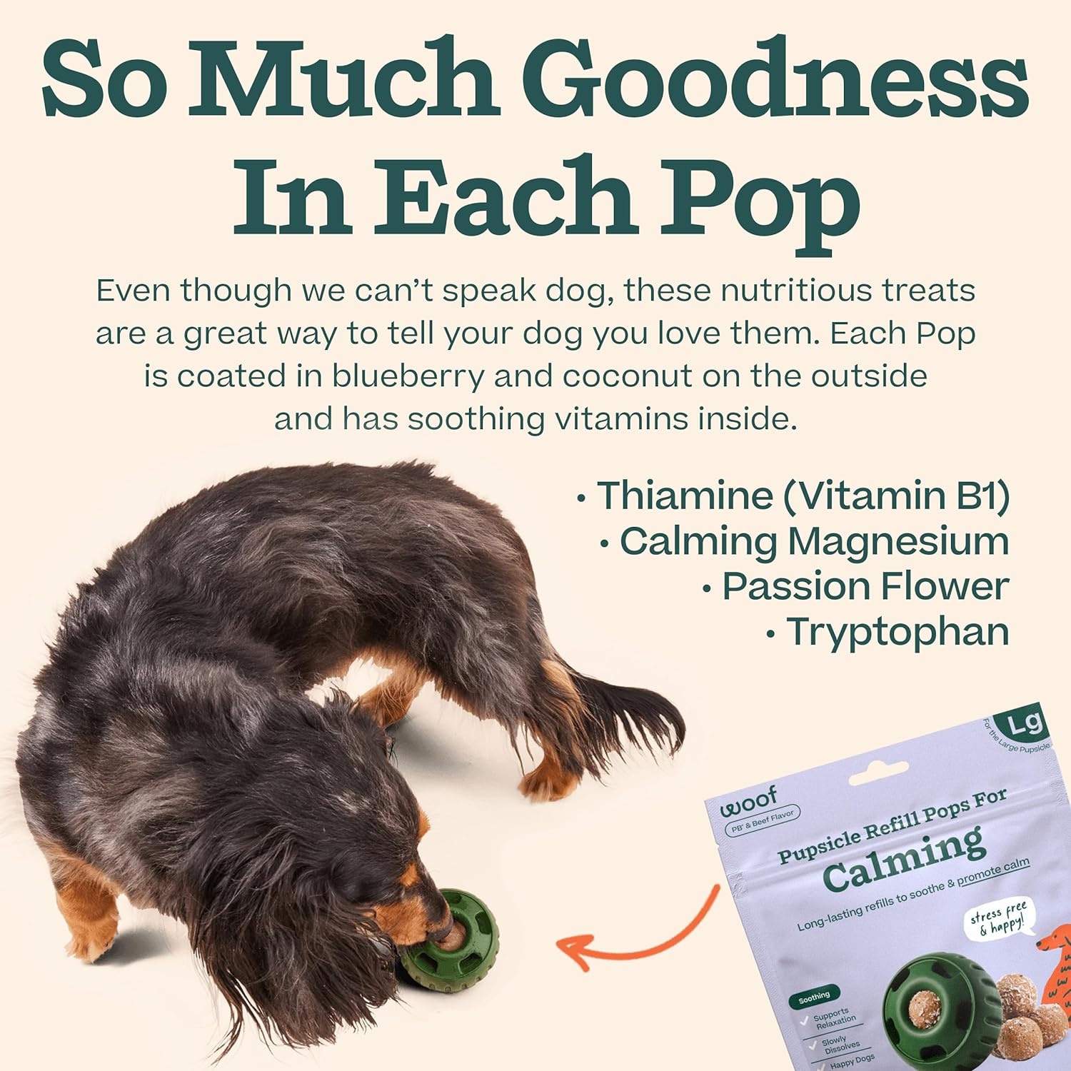 image:imageWOOF Pupsicle Calming Starter Kit Pupsicle and Calming Pops Bundle LongLasting Interactive Dog Toy 10 Refills with Thiamine Tryptophan Passion Flower for Medium and Large Dogs 2575 lbs