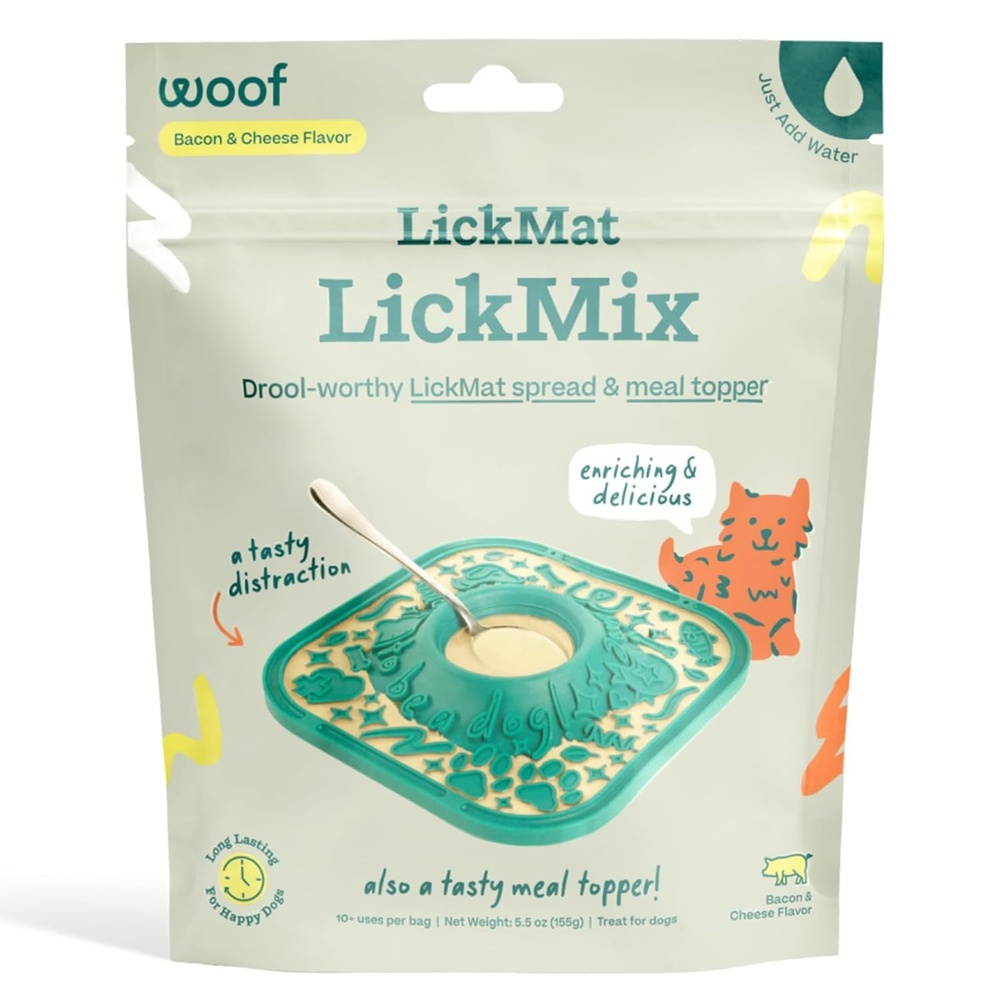 image:imageWOOF LickMixes Dog Lick Mat Spread and Meal Topper Delicious and Lower Calorie Made with Wholesome Ingredients Perfect for Dog Enrichment Bacon amp CheeseBacon Cheese Lickmix