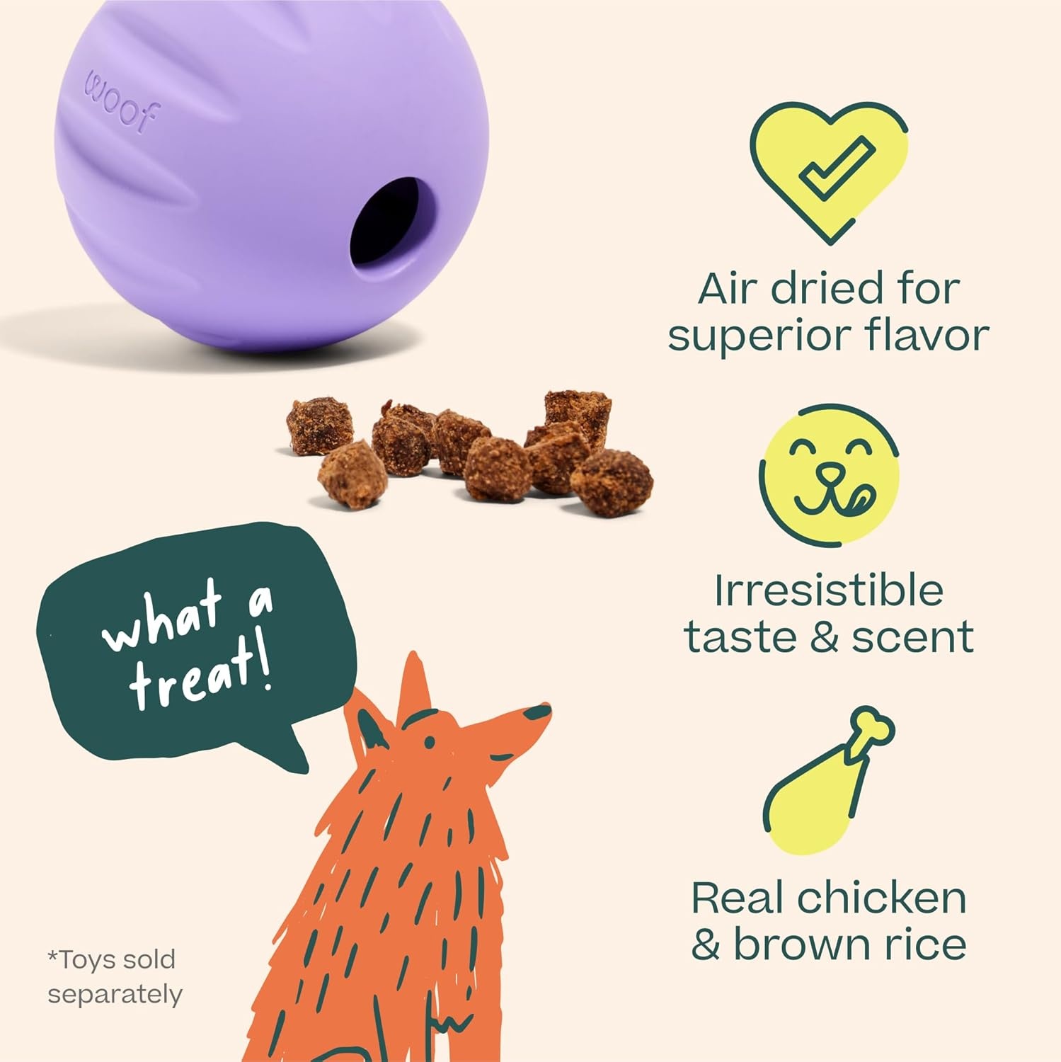 image:imageWOOF AirDried Puzzle Treats Refill Treats Sized Puzzle Toys The Perfect Dog and Puppy Training Treats Made with Real Chicken 5 ozChicken 5 OZ
