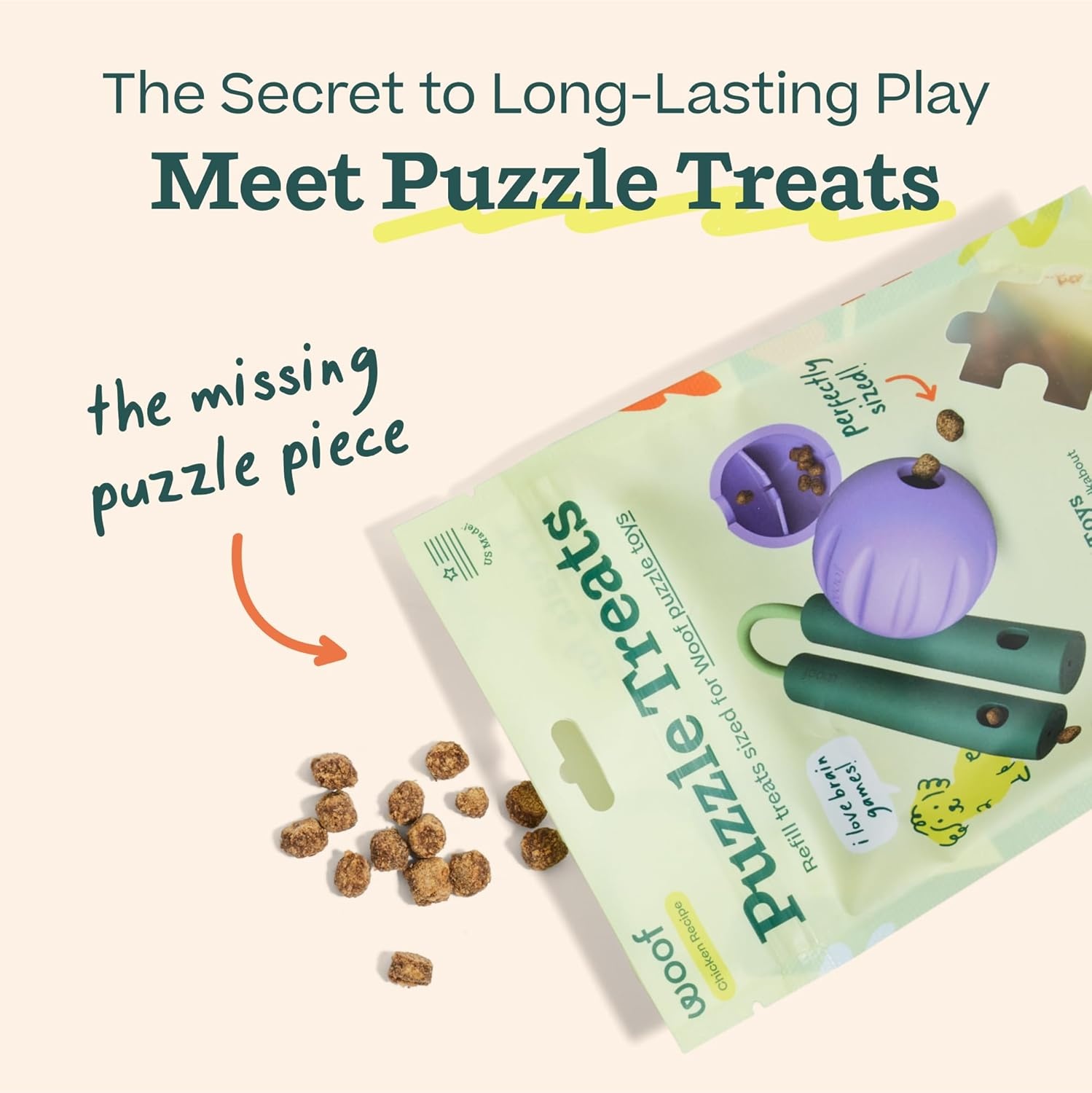 image:imageWOOF AirDried Puzzle Treats Refill Treats Sized Puzzle Toys The Perfect Dog and Puppy Training Treats Made with Real Chicken 5 ozChicken 5 OZ