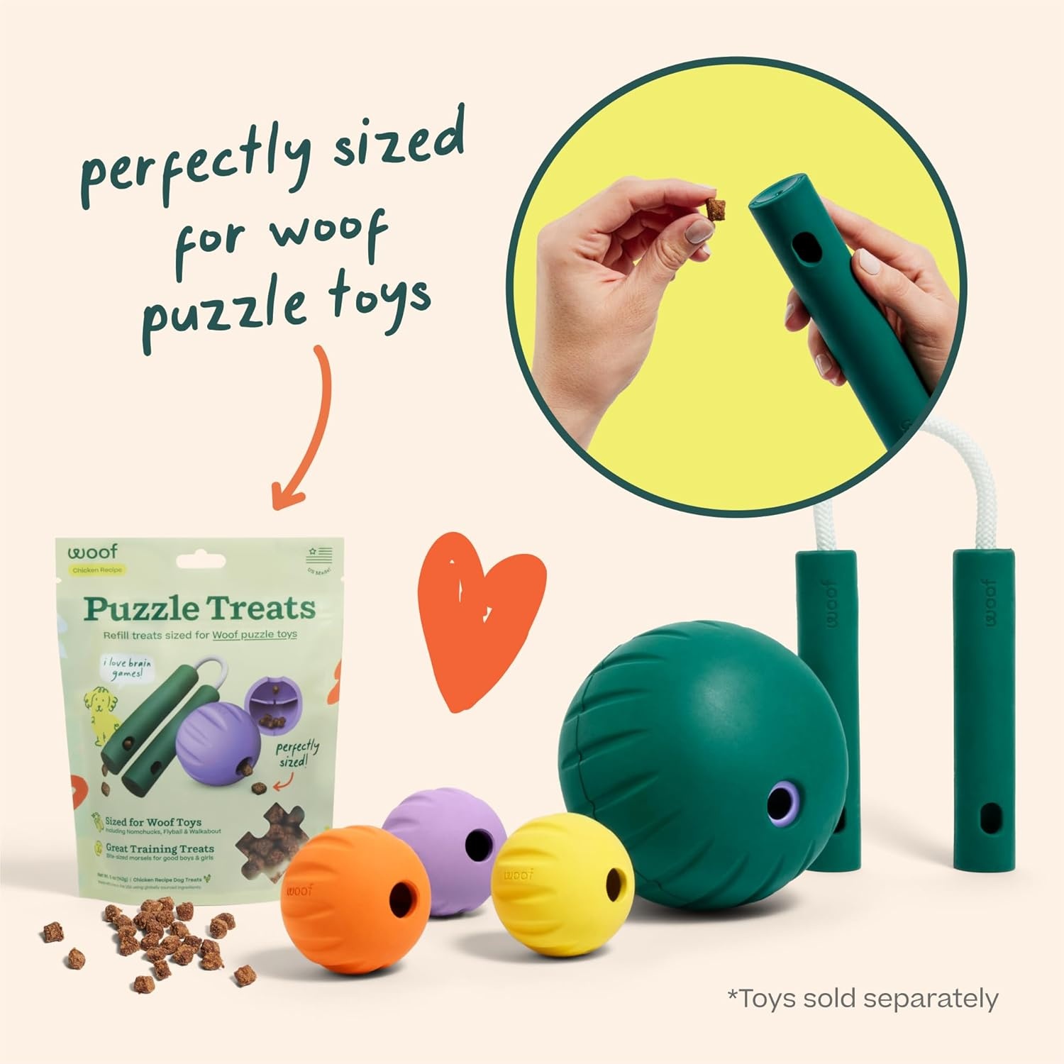 image:imageWOOF AirDried Puzzle Treats Refill Treats Sized Puzzle Toys The Perfect Dog and Puppy Training Treats Made with Real Chicken 5 ozChicken 5 OZ