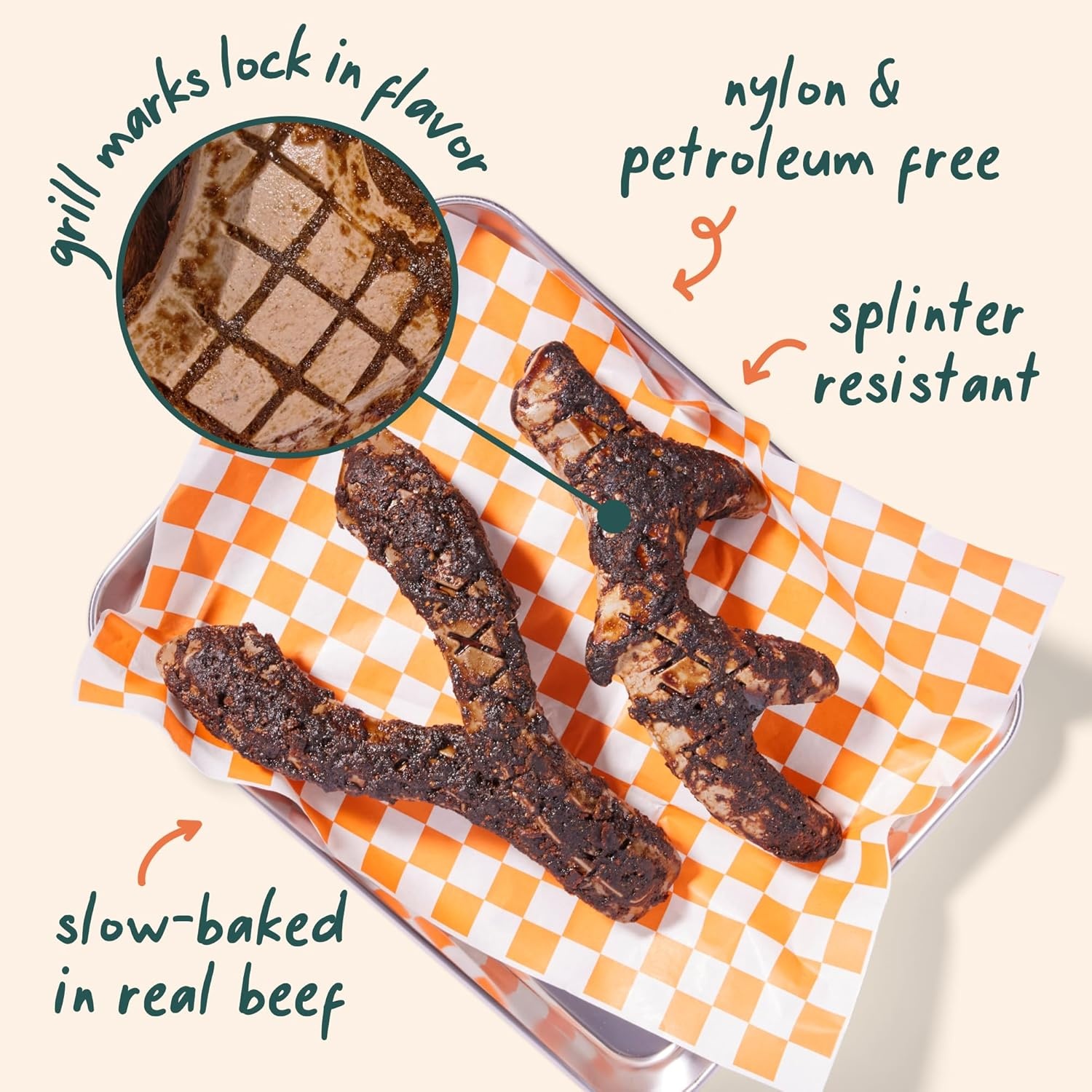 image:imageWOOF HonestChew Meaty Antler Dog Chews Made with Real Beef Outer Layer and Natural PlantBased Ingredients Core SplinterResistant Safer Than Rawhide and Dog Bones MediumAntler