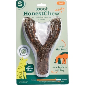 image:imageWOOF HonestChew Meaty Antler Dog Chews  Made with Real Beef Outer Layer and Natural PlantBased Ingredients Core  SplinterResistant  Safer Than Rawhide and Dog Bones  MediumYGnawt