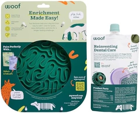 image:imageWOOF FlipMat EasytoClean Lick Mat for Dogs l Slow Feeder Mat with DoubleSidedNonSlip Design LickWells Doggy Dental Teeth Cleaning Supplement and Breath Freshener for The FlipMat