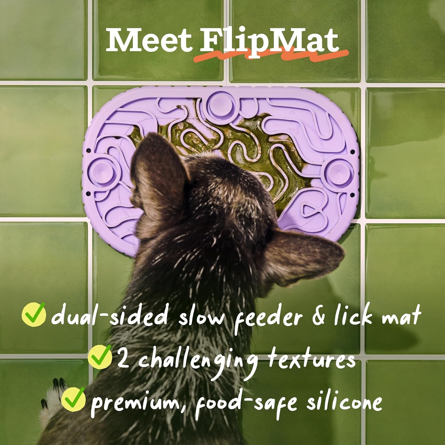 image:imageWOOF FlipMat Mini EasytoClean Lick Mat for Small Dogs amp Travel LickWells Doggy Dental Teeth Cleaning Supplement Compatible with Flip Mat Mini
