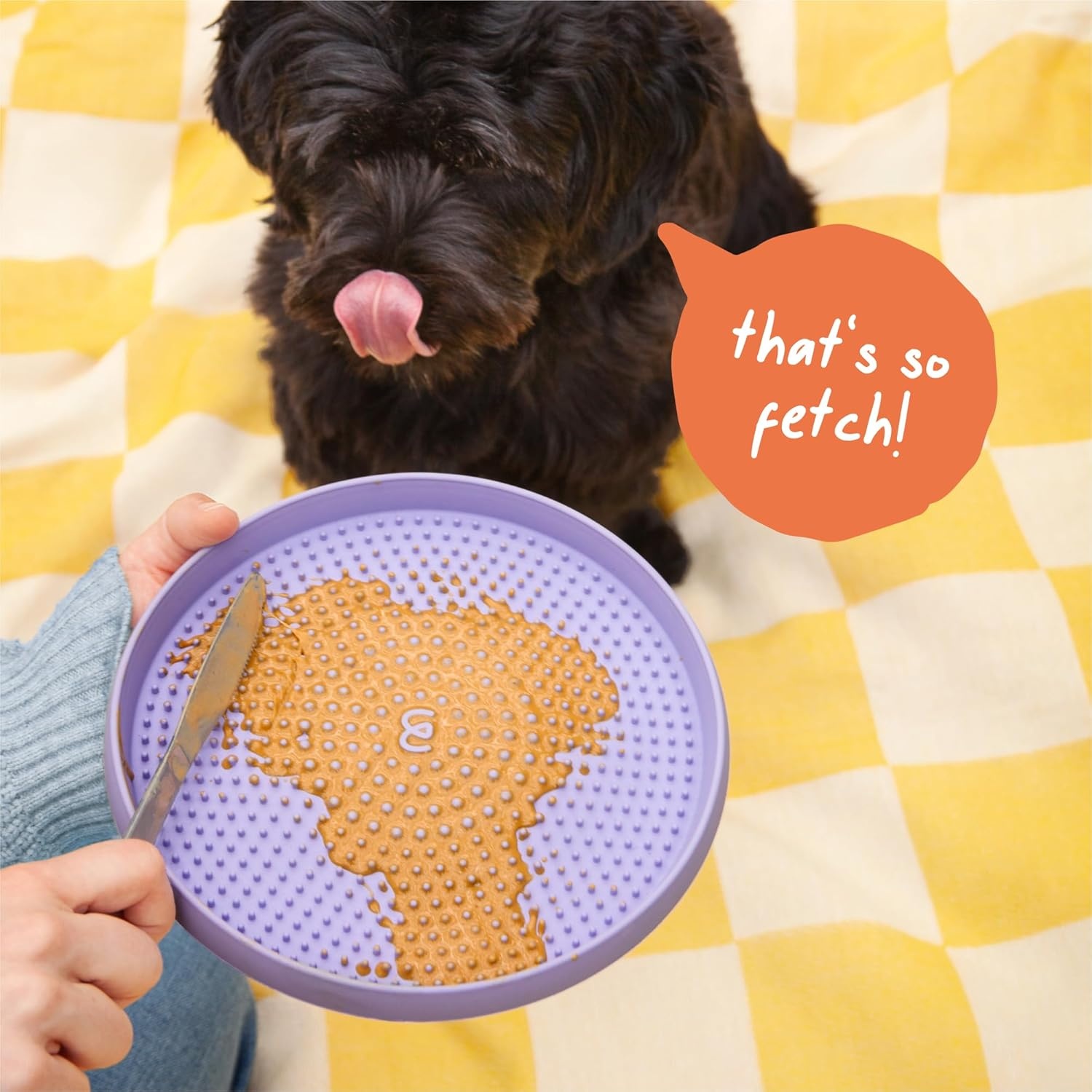 image:imageWOOF Fly n Feed Flying Disc and Lick Mat for Dogs Durable ToothFriendly Rubber Interactive Dog Toy for Fetch Treat Dispensing and Enrichment Lavender