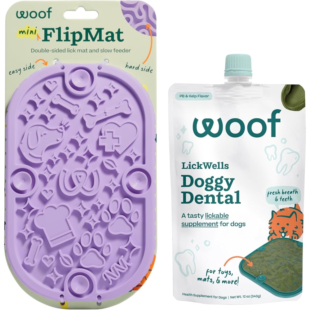 image:imageWOOF FlipMat Mini EasytoClean Lick Mat for Small Dogs amp Travel LickWells Doggy Dental Teeth Cleaning Supplement Compatible with Flip Mat Mini