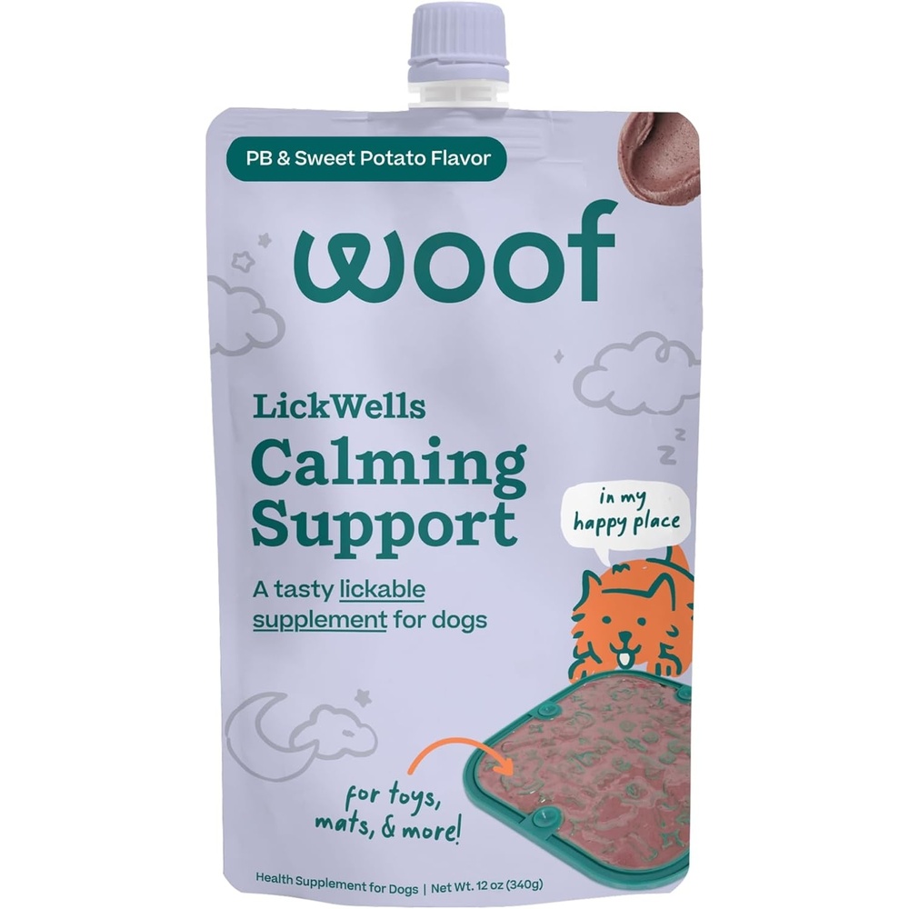 image:imageWOOF LickWells Calming Support Dog Lick Mat Spread and Calming Supplement for Dogs Promotes Relaxation for Normal Stress Pairs with FlipMat and LickMat 12 oz PB amp Sweet Potato Flavor