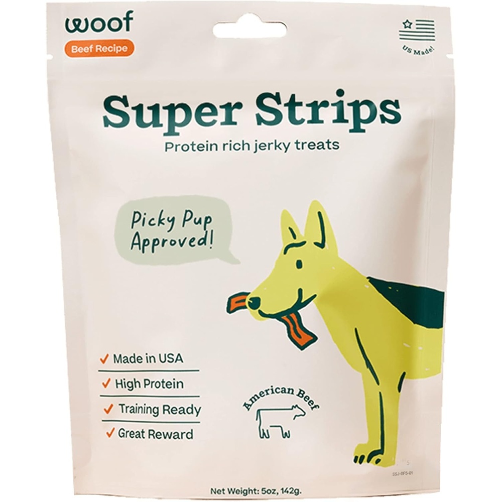 image:imageWOOF Super Strips ProteinRich Dog Treats Beef Jerky for Dogs Training Treats or Meal Booster Made in The USA