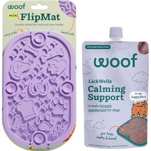 image:imageWOOF FlipMat Mini EasytoClean Lick Mat for Small Dogs amp Travel  LickWells Calming Support  Dog Lick Mat Spread and Calming Supplement for Dogs