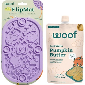 image:imageWOOF FlipMat Mini EasytoClean Lick Mat for Small Dogs amp Travel  LickWells Pumpkin Butter  Dog Lick Mat Spread and Meal Topper for the FlipMat and LickMat